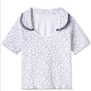Pretties Venice Collar Baby Tee Blue Floral